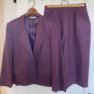 Elegant Purple Blazer and Skirt Set